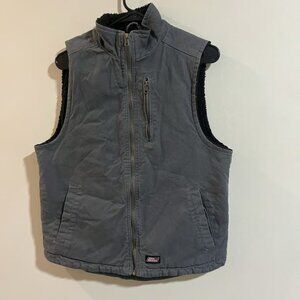 Dickies Men's Medium Sherpa Lined Gray Zip Vest Gorpcore Grunge Work Wear